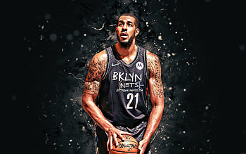 LaMarcus Aldridge, , 2021, Brooklyn Nets, NBA, basketball stars, LaMarcus Nurae Aldridge, USA, LaMarcus Aldridge Brooklyn Nets, white neon lights, LaMarcus Aldridge HD wallpaper