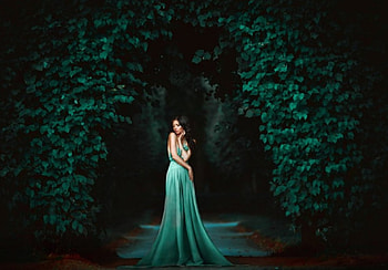 lady, model, green, beauty HD wallpaper