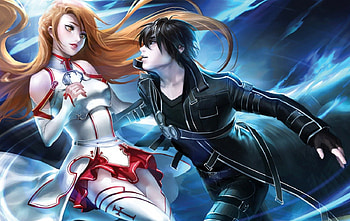 Kirito ♡ Asuna, kirigaya kazauto, sword art online, 3d, cg, couple, short hair, happy, warrior, female, handsome, sweet, smile, girl, anime girl, sao, anime, pretty, romantic, guy, lovely, realistic, kirito, lover, cute, knight, yuuki asuna, long hair, beauty, , male, braids, asuna, beautiful, romance, black hair, armor, beater, boy, love HD wallpaper