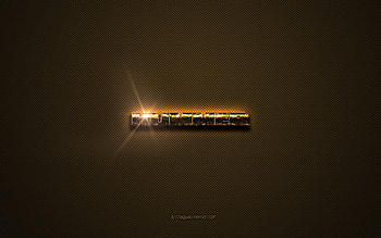 Hummer golden logo, artwork, brown metal background, Hummer emblem, creative, Hummer logo, brands, Hummer HD wallpaper