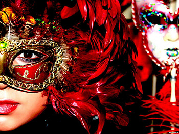 red mask, hot, mask, pretty, red HD wallpaper