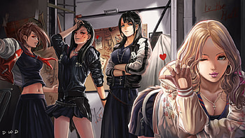 anime, blue, black, blonde, eyes, girl, weapons, war, cleavage, hair, blood, darknes HD wallpaper