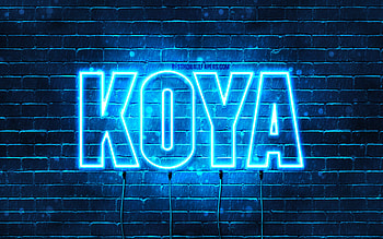 Happy Birtay Koya, , blue neon lights, Koya name, creative, Koya Happy Birtay, Koya Birtay, popular japanese male names, with Koya name, Koya HD wallpaper