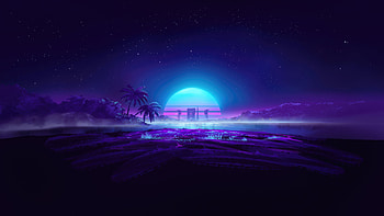 Vaporwave Dreamscape: Artistic Neon Nightscape, artistic, vaporwave HD wallpaper