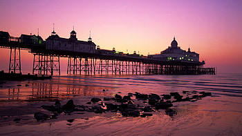 wondrous great pier in england, pier, sea, dusk, beach HD wallpaper