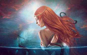 Beautiful Mermaid, sea, softness, Magical, beautiful, Mermaid, fantasy, pretty, redhead, dreamy HD wallpaper