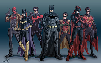 Batman, Batwoman, Robin (character), Batgirl, Red Robin, Nightwing, Red Hood / and Mobile Backgrounds HD wallpaper