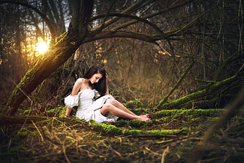 Girl Forest graphy, girl, graphy, white, forest HD wallpaper