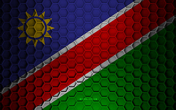Namibia flag, 3d hexagons texture, Namibia, 3d texture, Namibia 3d flag, metal texture, flag of Namibia HD wallpaper