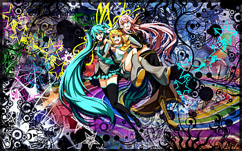 Vocaloid, luka, rin, cute, long hair, miku, abstract, short hair, kagamine rin, megurine luka, blonde hair, female, sexy, hatsune miku, hot, blue eye, girl, pink hair, anime girl, anime, green hair, girls HD wallpaper