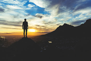 Alone Man At Sunset Sky Hill, alone, sky, sunset, nature, graphy HD wallpaper