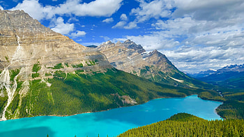 Banff Ab Canada, banff, canada, rocks, mountains, lake, river, tree, trees, sky, nature HD wallpaper