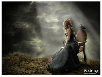 Waiting for you, girl, fantasy, art, painting HD wallpaper