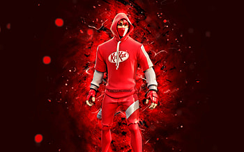 KitKat Ikonik, , red neon lights, Fortnite Battle Royale, Fortnite characters, KitKat Ikonik Skin, Fortnite, KitKat Ikonik Fortnite HD wallpaper