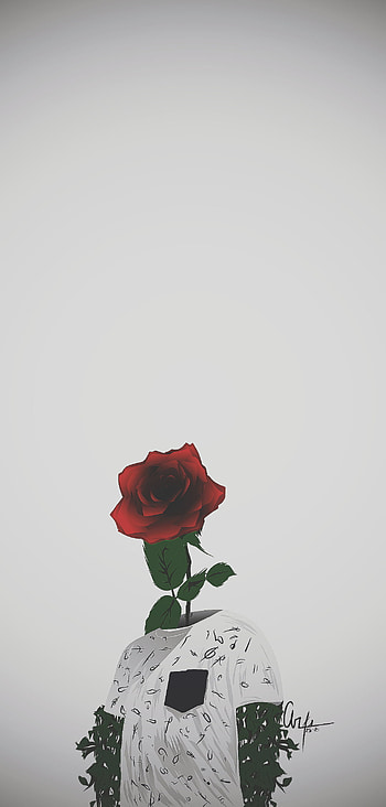 Red Rose Dope, artificial, minimale, vector, black and white, minimalista, boy, minimalismo, flower HD phone wallpaper