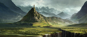 Landscape, Art, City, Mountain, Settlement HD wallpaper