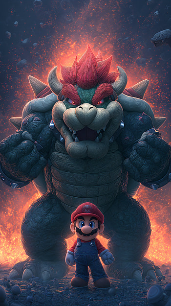 Epic Bowser vs. Mario , Mario, video game HD phone wallpaper