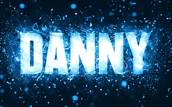 Happy Birtay Danny, , blue neon lights, Danny name, creative, Danny Happy Birtay, Danny Birtay, popular american male names, with Danny name, Danny HD wallpaper