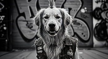 Stylish Golden Retriever: A Ultra, golden retriever, dog, punk, graffiti, fashion HD wallpaper