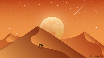 Art, Night, Desert, Vector, Dunes, Links, Camel HD wallpaper
