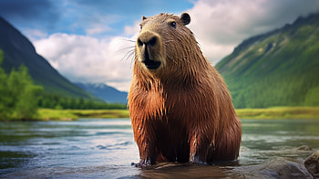 Majestic Capybara in Natural Habitat -, Animal, capybara HD wallpaper