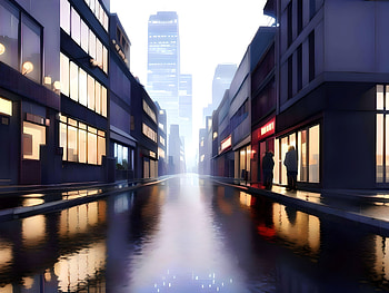 Shopping alley at night with rain, cityscape, AI Art, Anime, landscape, anime landscape HD wallpaper