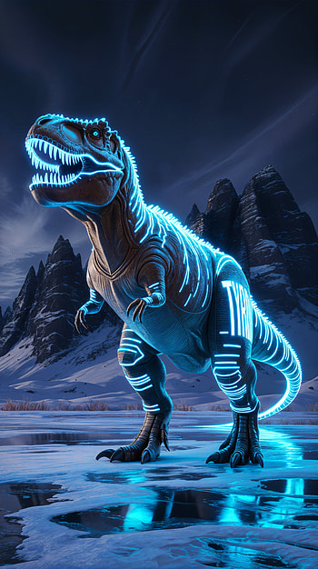 Neon Glow Tyrannosaurus Rex – Futuristic T-Rex , dinosaur, neon, glow HD phone wallpaper