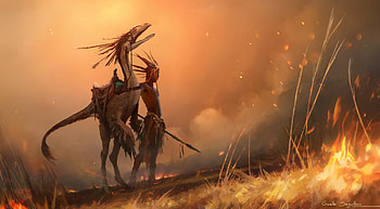 Warrior Creature Fantasy Fire Artwork, warrior, creature, fantasy, artwork, artist, digital-art, deviantart HD wallpaper