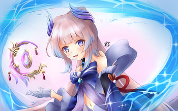Sangonomiya Kokomi, blue waves, Hydro characters, Genshin Impact, underwater, manga, Sangonomiya Kokomi Genshin Impact, Kokomi HD wallpaper