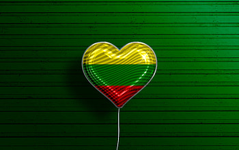 I Love Ibague, , realistic balloons, green wooden background, Day of Ibague, Colombian cities, flag of Ibague, Colombia, balloon with flag, cities of Colombia, Ibague flag, Ibague HD wallpaper