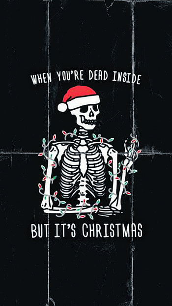 Emo Christmas, pop, skeleton, gothic, music, holidays, punk, happy, black, merry HD phone wallpaper