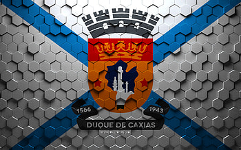 Flag of Duque de Caxias, honeycomb art, Duque de Caxias hexagons flag, Duque de Caxias 3d hexagons art, Duque de Caxias flag HD wallpaper