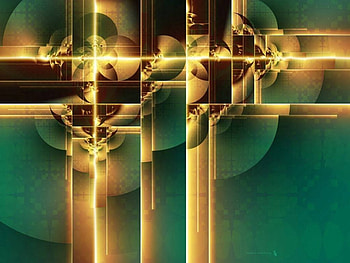 Fire Birds, stripes, fractal, gold squares, green HD wallpaper
