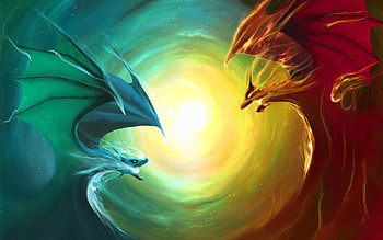 Ice vs Fire, Ice, War, Fight, Dragon, Cant think of a fourth, Fire HD wallpaper