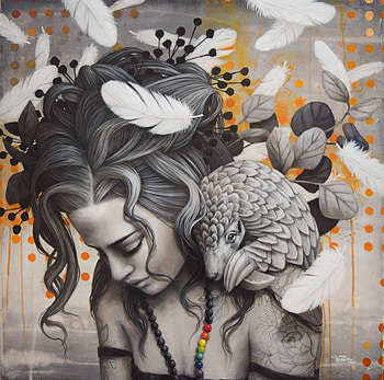 :), sophie wilkins, animal, art, fantasy, painting, pictura, girl HD wallpaper