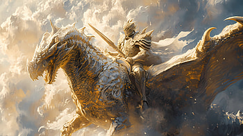 golden white dragon rider, AI Art, fantasy, dragon, warrior, fantasy warrior HD wallpaper