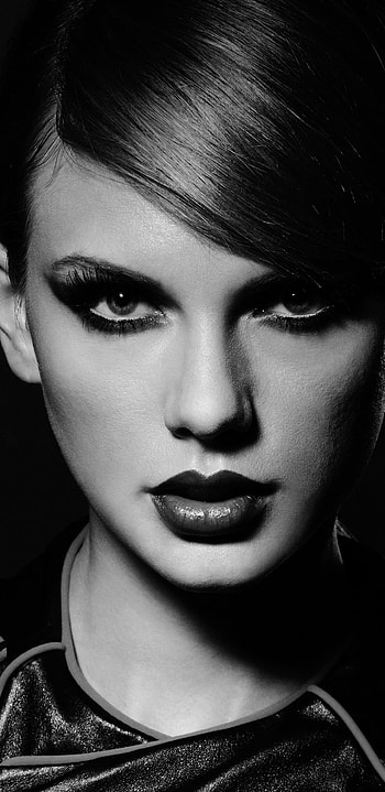 Pretty Taylor, Black & White, close-up, monochrome, face, makeup, singer, music, Taylor Swift HD phone wallpaper