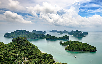 Islands in National Park, Thailand, sea, national park, Thailand, clouds, islands HD wallpaper