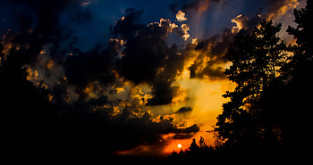 Nature, Sunset, Sky, Sun, Clouds, Gloomy, Disk HD wallpaper