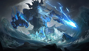Poseidon, sea, blue, god, man, wei fan, weifan, water, fantasy HD wallpaper