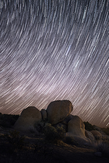 Nature, Stones, Stars, Night, Long Exposure HD phone wallpaper