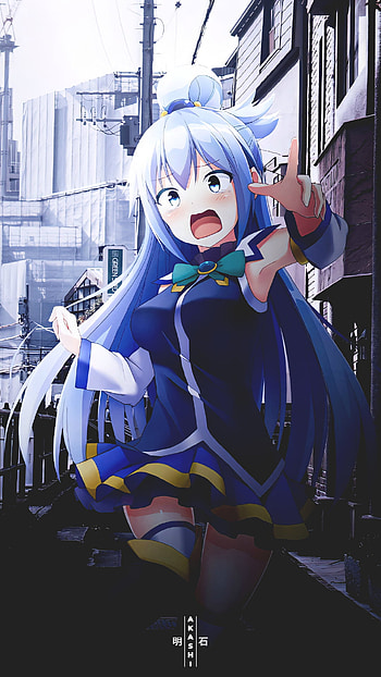 Aqua, edit, fanart, isekai, megumim, anime, konosuba HD phone wallpaper
