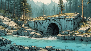 Ruins, ruin, rocks, stone, forest, waterfall HD wallpaper