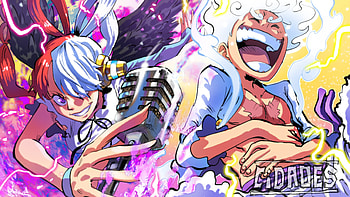 Luffy G5 x Uta One Piece Fanart, Gear 5 (One Piece), Monkey D. Luffy, Uta (One Piece), Anime, One Piece HD wallpaper
