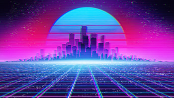 Synthwave Cityscape , synthwave, retrowave, artist, artwork, digital-art, cityscape, deviantart HD wallpaper