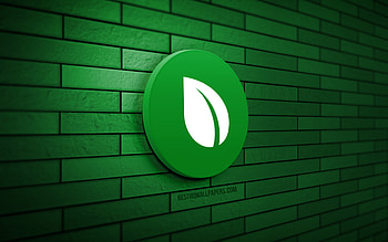 Peercoin 3D logo, , green brickwall, creative, cryptocurrency, Peercoin logo, 3D art, Peercoin HD wallpaper
