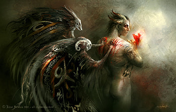 azaziel, kirsi, fantasy, demons, salonen HD wallpaper