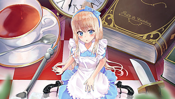 Blue Eyes Anime Girl With White Blue Dress Wonderland Anime Girl HD wallpaper