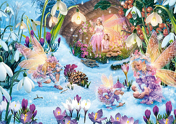 flowers and fairies, winter, fairies, flowers, elves HD wallpaper