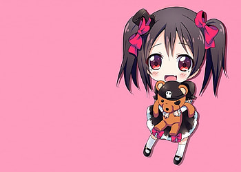 Chibi, cute, twin tails, long hair, nice, twintails, adorable, female, brown eyes, sweet, ribbon, twintail, girl, kawaii, anime girl, pink, anime, pretty, twin tail, lovely HD wallpaper